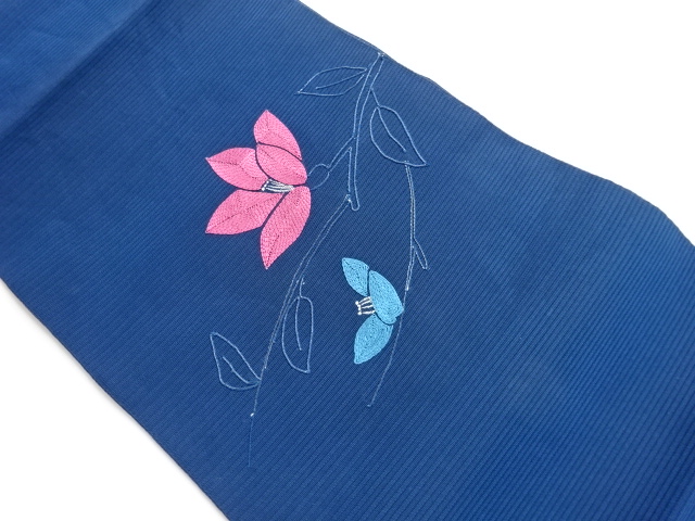 リサイクル　絽　花模様刺繍名古屋帯